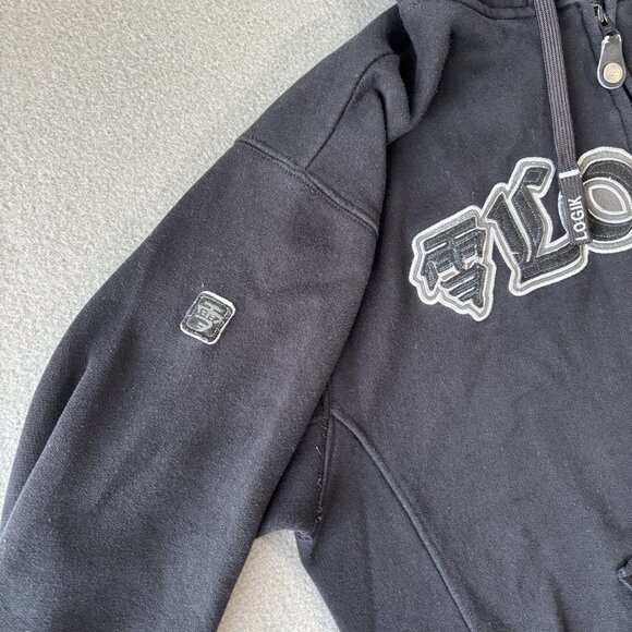 Logik Full Zip Hoodie Men’s XL Black Embroidered Logo Streetwear Urban Y2K Skate - Picture 10 of 16